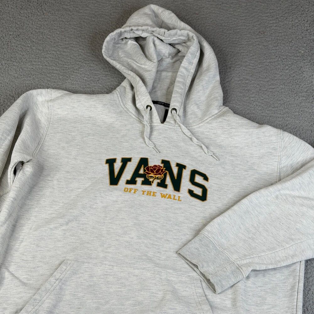 VANS Sweatshirt Men XL Gray Pullover Sweater Floral Fleece Surf Skate Streetwear